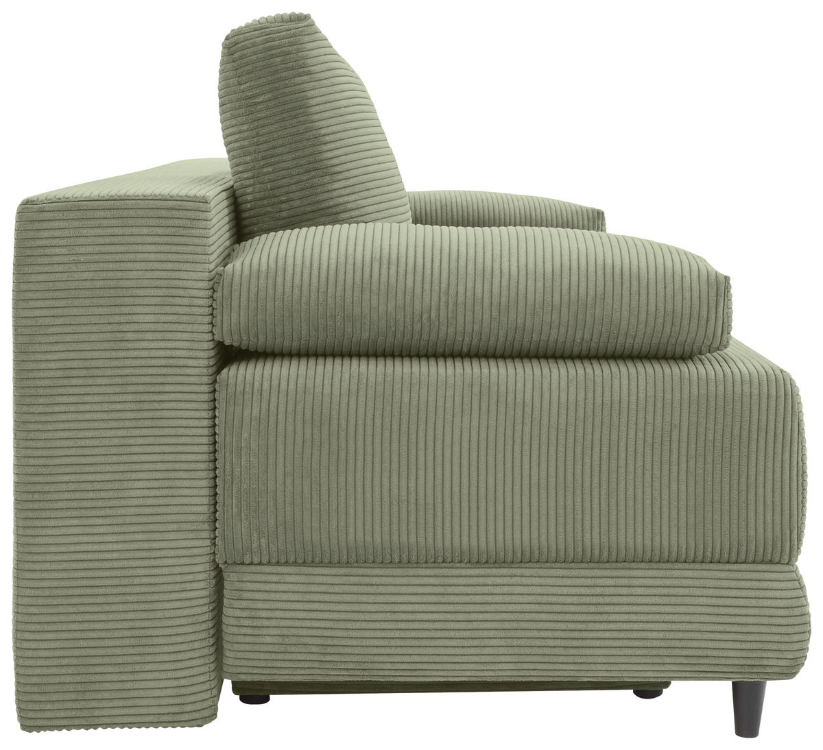 SCHLAFSOFA  mit Liegefunktion, Schlafen auf Sitzhöhe, Rücken echt Cord Salbeigrün  - Salbeigrün/Schwarz, KONVENTIONELL, Holz/Textil (196/96/103cm) - Carryhome
