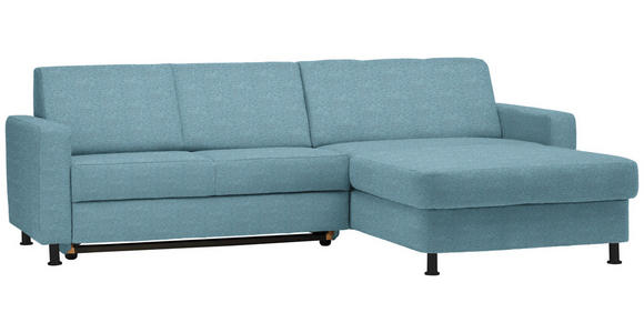 ECKSOFA in Webstoff Hellblau  257/165 cm  - Schwarz/Hellblau, Design, Kunststoff/Textil (257/165cm) - Xora