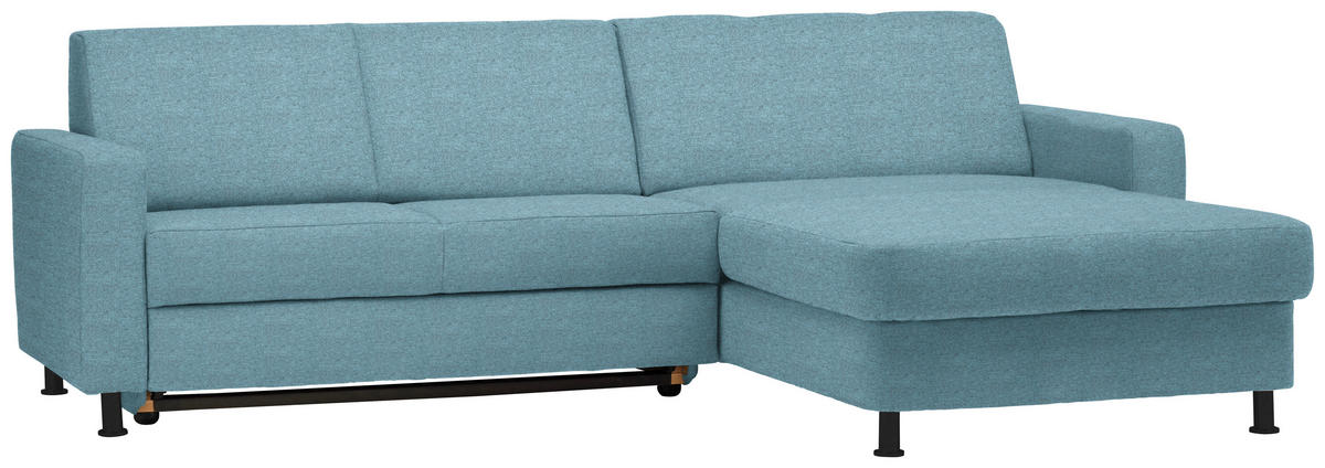 ECKSOFA in Webstoff Hellblau  - Schwarz/Hellblau, Design, Kunststoff/Textil (257/165cm) - Xora