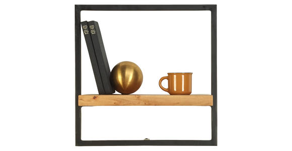 WANDREGAL 35/35/25 cm  - Schwarz/Akaziefarben, Trend, Holz/Metall (35/35/25cm) - Landscape