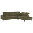 ECKSOFA Grün Chenille Kopfteilverstellung, Sitztiefenverstellung  - Schwarz/Grün, Design, Textil/Metall (307/243cm) - Xora