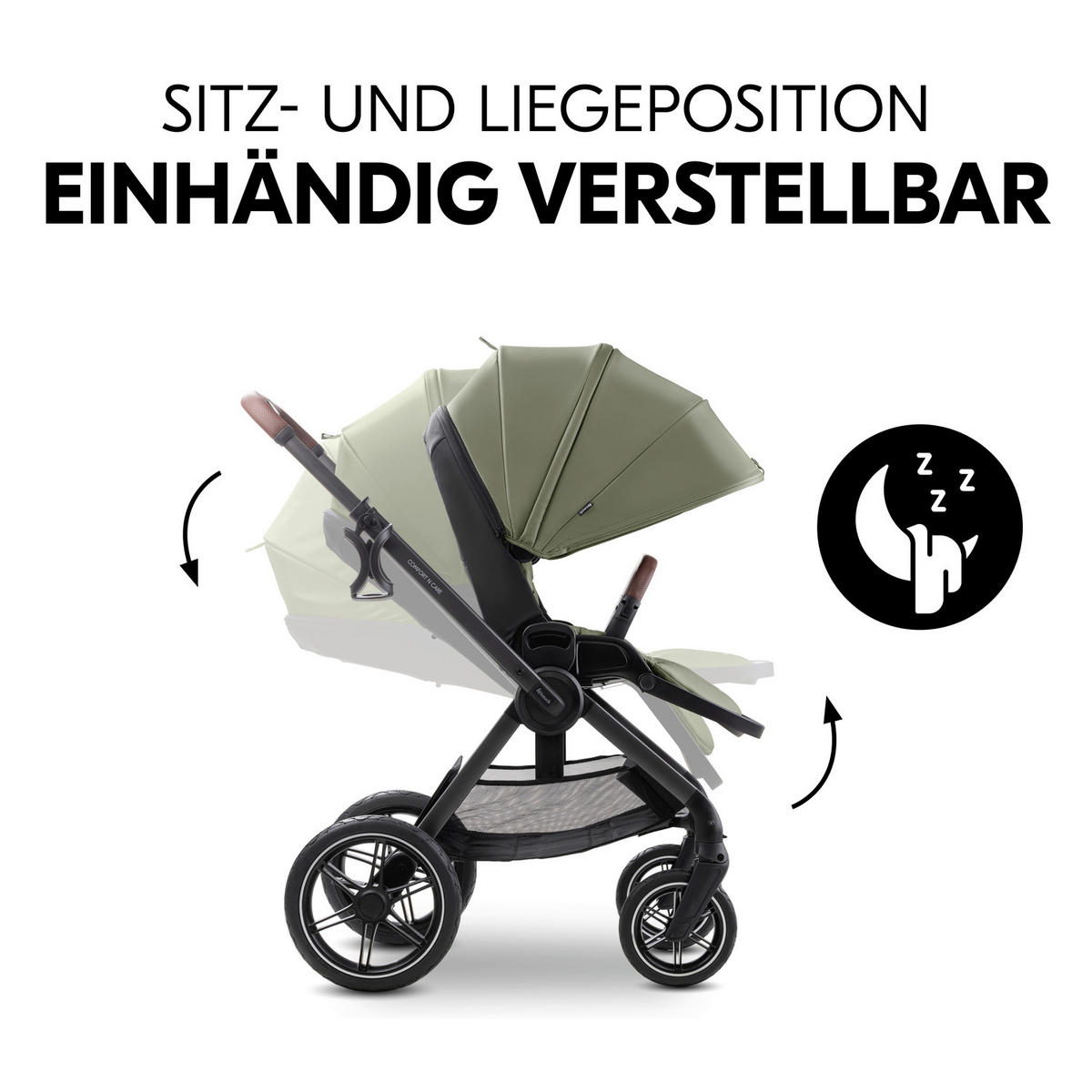 KOMBIKINDERWAGEN Comfort N Care Set  - Schwarz/Olivgrün, Basics, Textil/Metall - Hauck