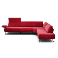 ECKSOFA in Samt Rot  288-303/213 cm  - Rot/Schwarz, Design, Textil/Metall (288-303/213cm) - SENSOO