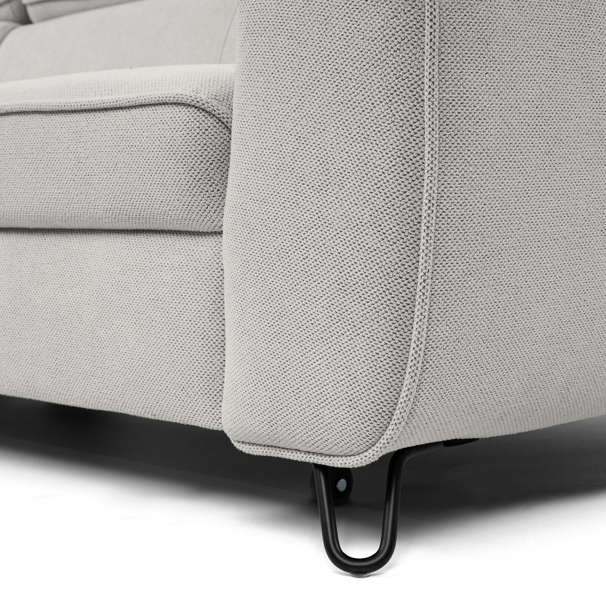 ECKSOFA in Flachgewebe Hellgrau  - Hellgrau/Schwarz, Design, Textil/Metall (200/250cm) - Stylife
