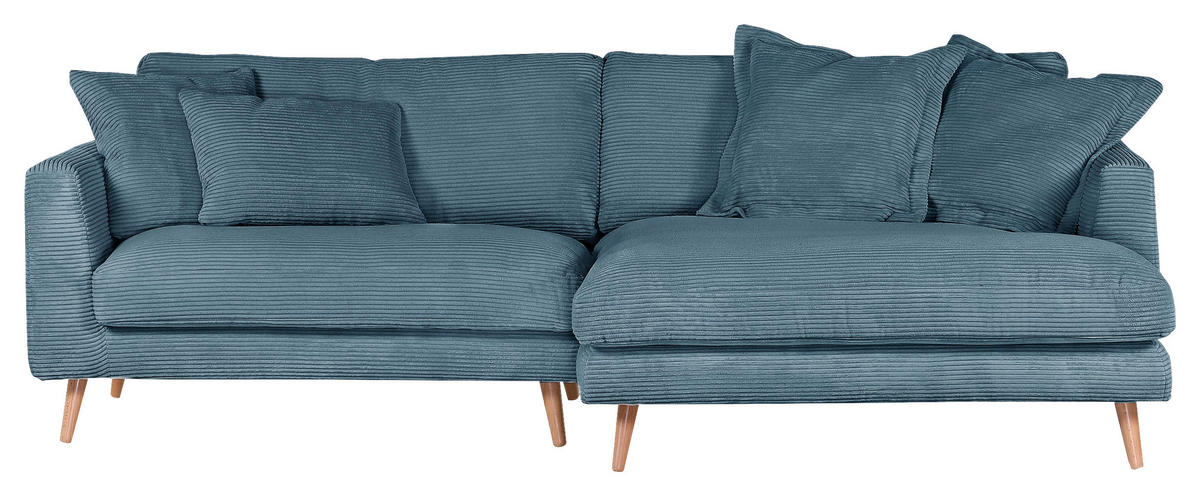 ECKSOFA Amaro Petrol Cord  - Petrol/Naturfarben, ROMANTIK / LANDHAUS, Holz/Textil (270/140cm) - Landscape