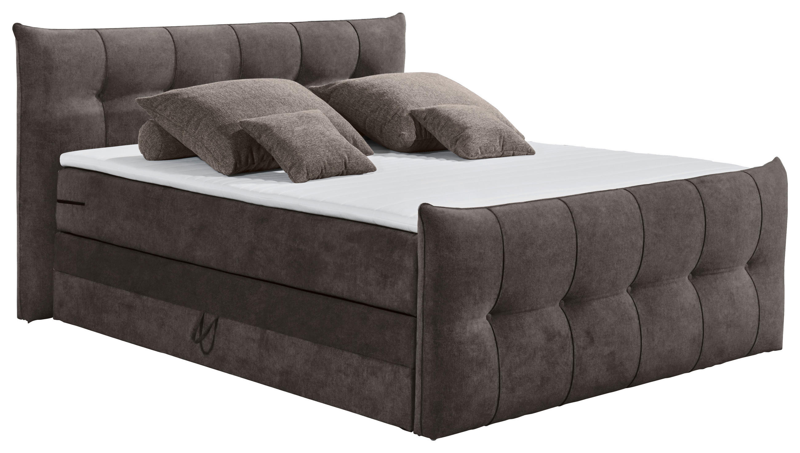 BOXSPRINGBETT 180/200 cm  in Braun, Grau  - Schwarz/Braun, KONVENTIONELL, Kunststoff/Textil (180/200cm) - Esposa