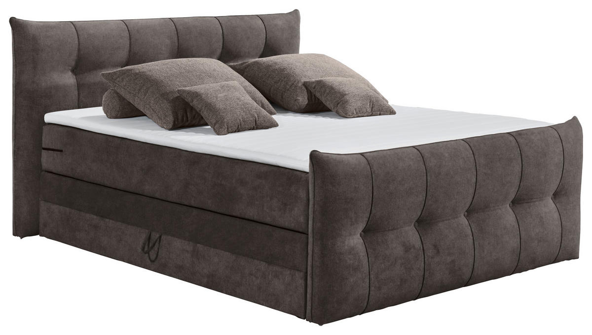 BOXSPRINGBETT 180/200 cm  Braun, Grau  - Schwarz/Braun, Konventionell, Kunststoff/Textil (180/200cm) - Esposa
