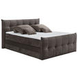BOXSPRINGBETT 180/200 cm,  in Braun, Grau, Matratze, Bettkasten, Topper, H3 = fest, H4 = sehr fest, Wendematratze mit unterschiedlichen Härtegraden  - Schwarz/Braun, KONVENTIONELL, Kunststoff/Textil (180/200cm) - Esposa
