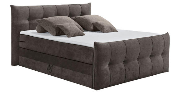 BOXSPRINGBETT 180/200 cm,  in Braun, Grau, Matratze, Bettkasten, Topper, H3 = fest, H4 = sehr fest, Wendematratze mit unterschiedlichen Härtegraden  - Schwarz/Braun, KONVENTIONELL, Kunststoff/Textil (180/200cm) - Esposa