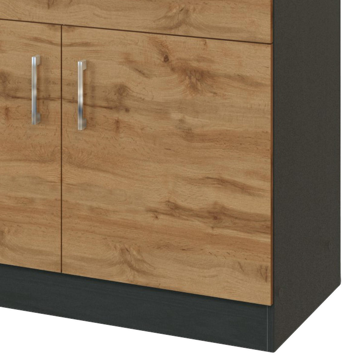 KÜCHENLEERBLOCK 210 cm   in Schieferfarben, Eiche Wotan  - Chromfarben/Schieferfarben, Modern, Holzwerkstoff/Metall (210cm) - Held