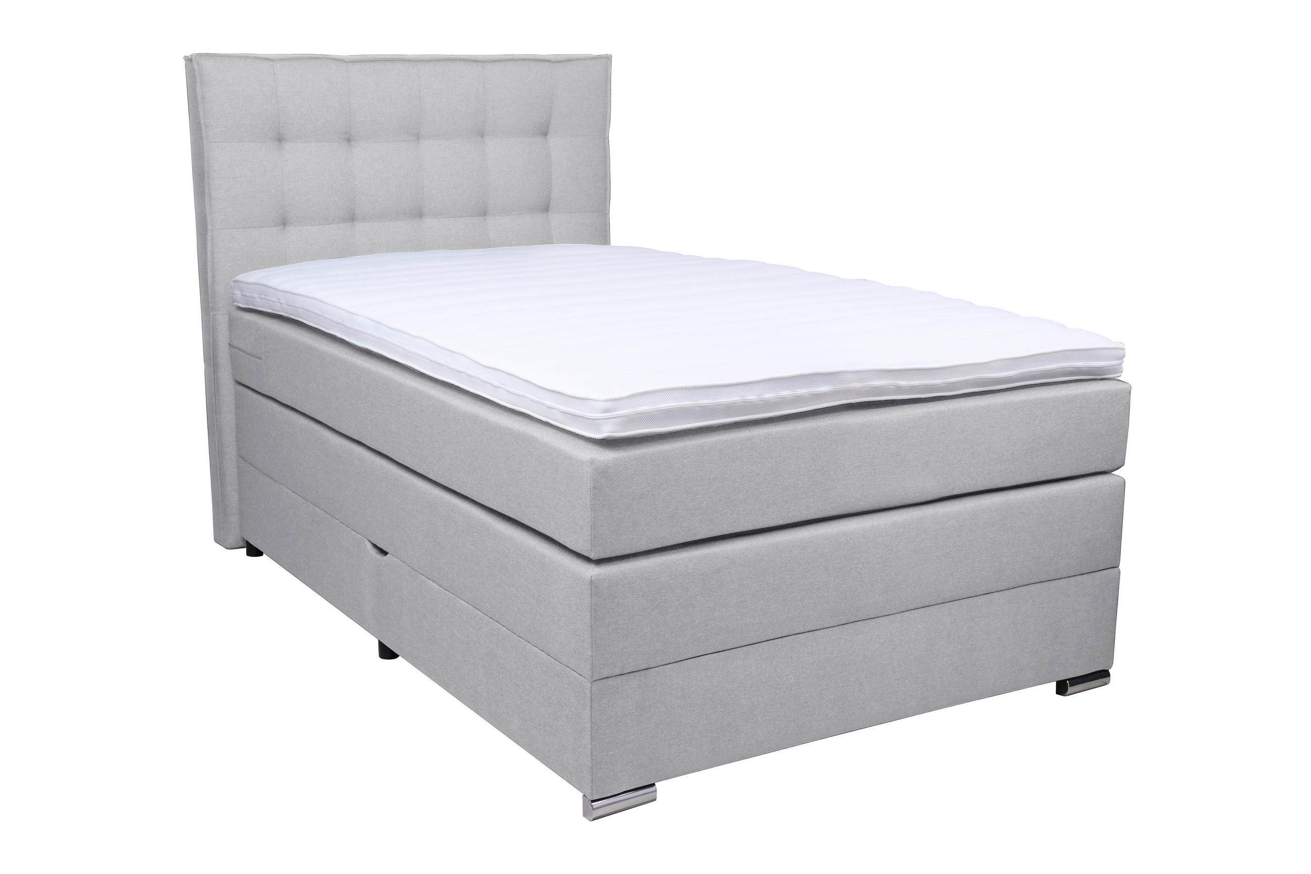 BOXSPRINGBETT 120/200 cm  in Hellgrau  - Chromfarben/Hellgrau, Konventionell, Kunststoff/Textil (120/200cm) - Boxxx