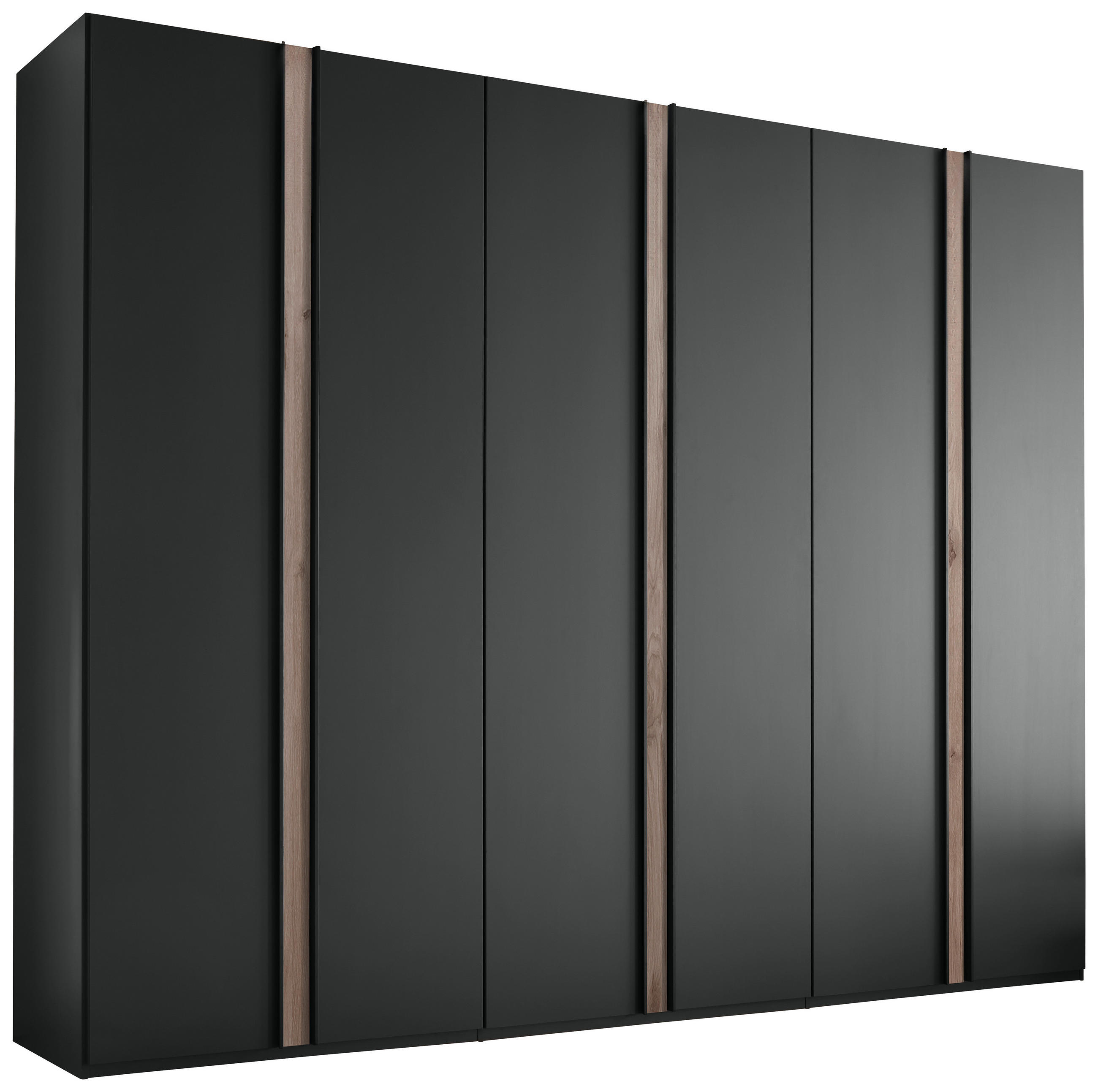 DREHTÜRENSCHRANK in Graphitfarben, Eichefarben  - Eichefarben/Schwarz, Design, Holzwerkstoff/Metall (300/216/58cm) - Novel