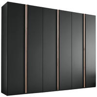 DREHTÜRENSCHRANK in Graphitfarben, Eichefarben  - Eichefarben/Schwarz, Design, Holzwerkstoff/Metall (300/216/58cm) - Novel