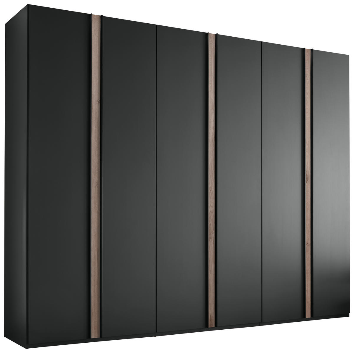 DREHTÜRENSCHRANK in Graphitfarben, Eichefarben  - Eichefarben/Schwarz, Design, Holzwerkstoff/Metall (300/216/58cm) - Novel