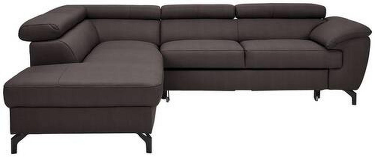 ECKSOFA Dunkelbraun Echtleder  - Dunkelbraun/Schwarz, Design, Leder/Metall (220/256cm) - Celina Home