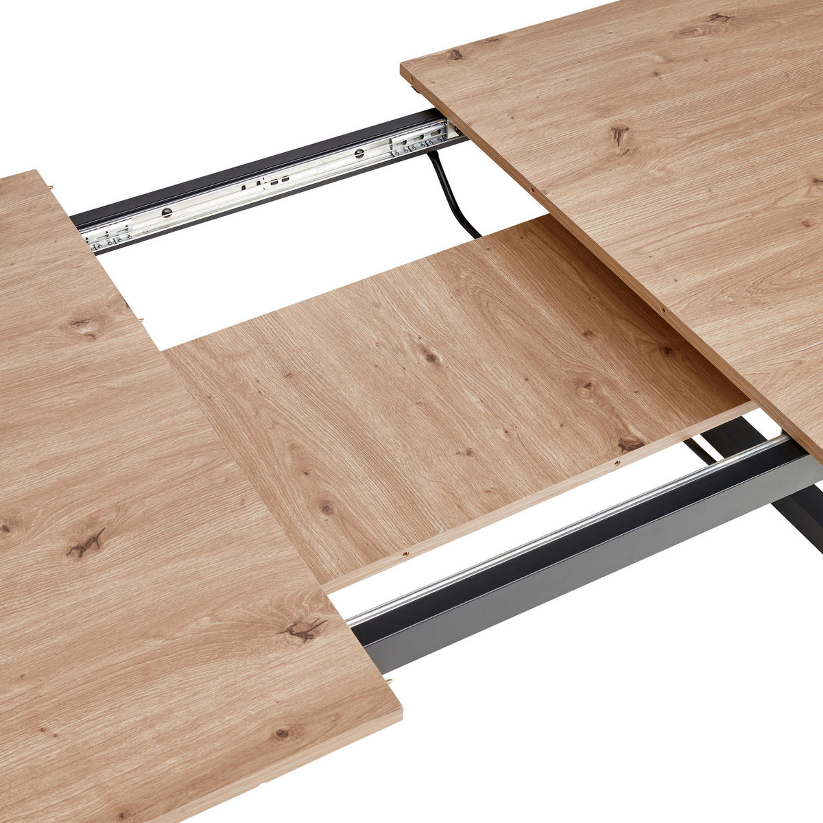 ESSTISCH in Metall, Holzwerkstoff 160-200/90/76 cm  - Schwarz/Eiche Artisan, KONVENTIONELL, Holzwerkstoff/Metall (160-200/90/76cm) - MID.YOU