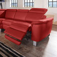 ECKSOFA in Echtleder Rot  239/271 cm  - Rot/Alufarben, Design, Leder/Metall (239/271cm) - Cantus