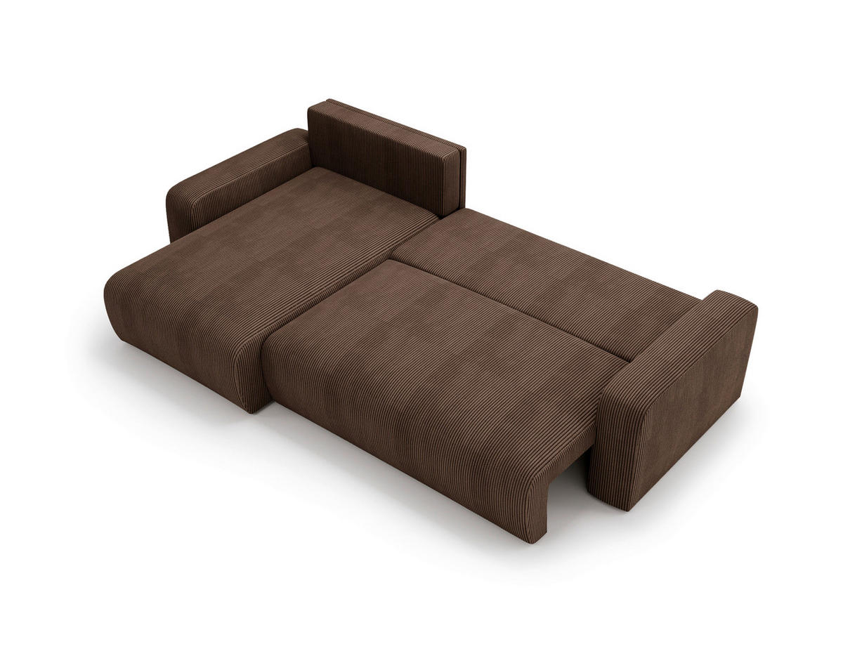 ECKSOFA Braun Cord  - Schwarz/Braun, MODERN, Kunststoff/Textil (150/245cm) - Carryhome