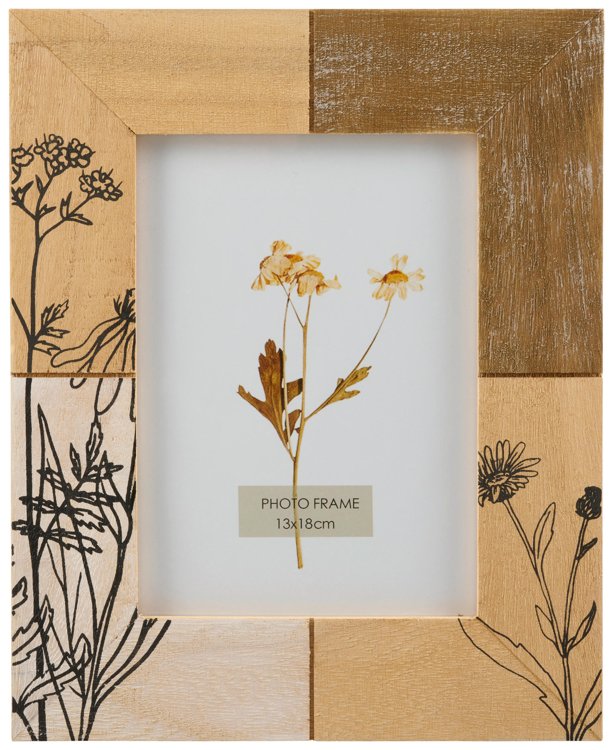 RÁMEČEK NA FOTOGRAFIE, 1 foto 13 cm x 18 cm - bílá/černá, Natur, dřevo/sklo (20,5/25,5cm) - Ambia Home