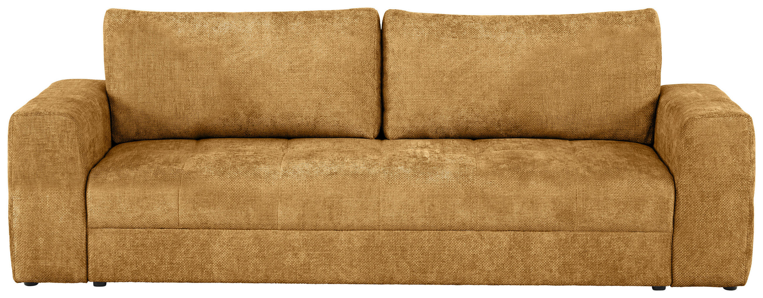 SCHLAFSOFA Struktur Currygelb  inkl. Zierkissen, Rückenkissen, Bettkasten, Schlaffunktion, Rücken echt  - Currygelb/Schwarz, KONVENTIONELL, Kunststoff/Textil (253/87/102cm) - Xora