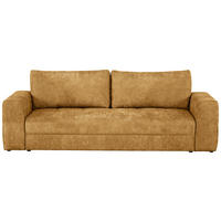 SCHLAFSOFA Struktur Currygelb  inkl. Zierkissen, Rückenkissen, Bettkasten, Schlaffunktion, Rücken echt  - Currygelb/Schwarz, KONVENTIONELL, Kunststoff/Textil (253/87/102cm) - Xora