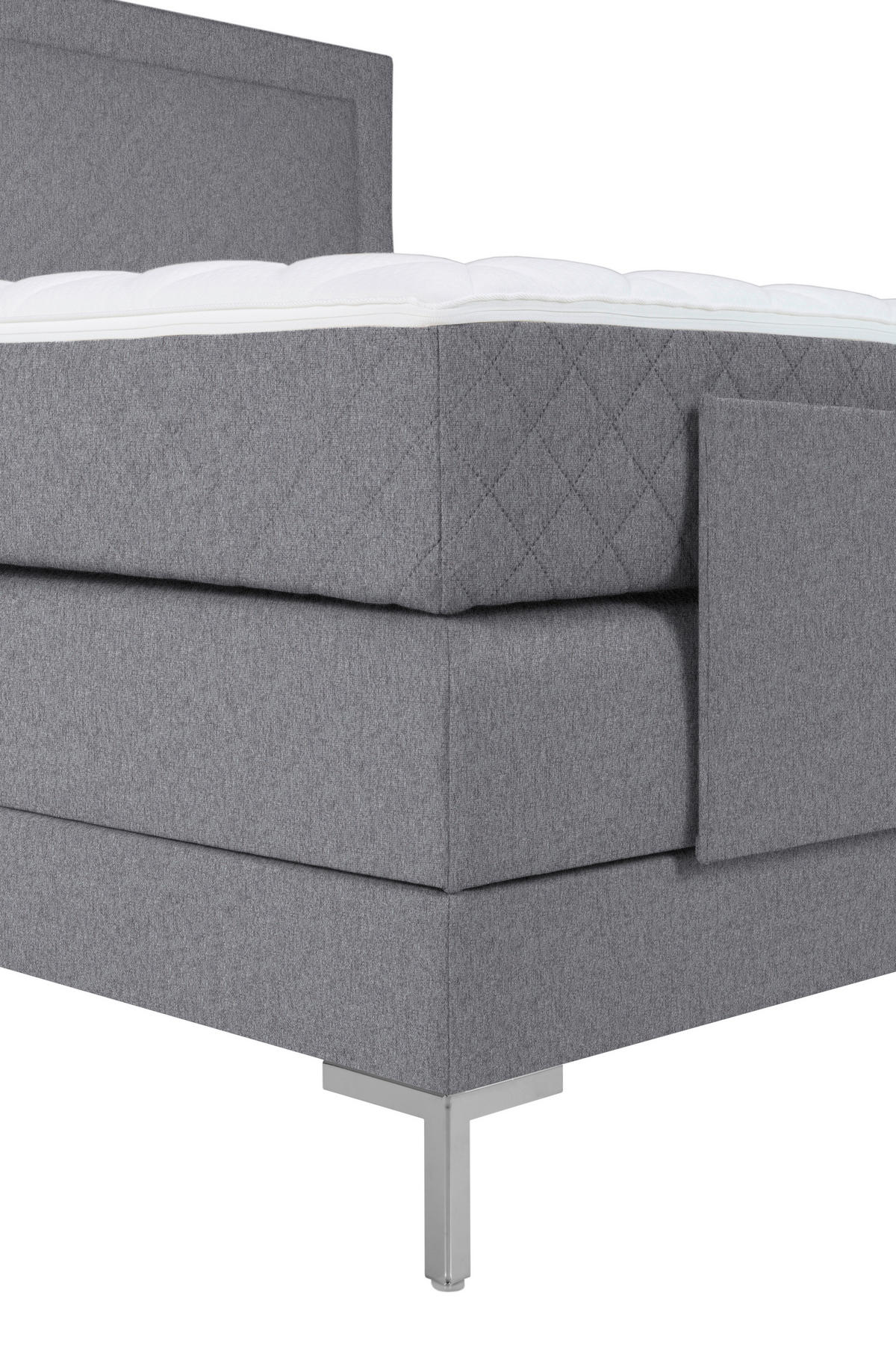 BOXSPRINGBETT 180/200 cm  in Grau  - Alufarben/Grau, Design, Textil/Metall (180/200cm) - Welnova