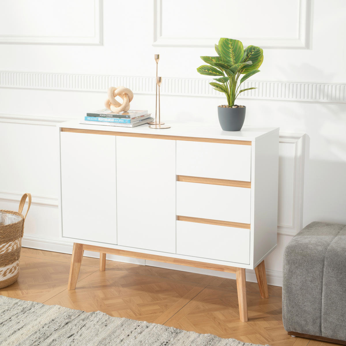 SIDEBOARD  in 97/80/34 cm  - Hellbraun/Weiß, MODERN, Holzwerkstoff (97/80/34cm) - MID.YOU