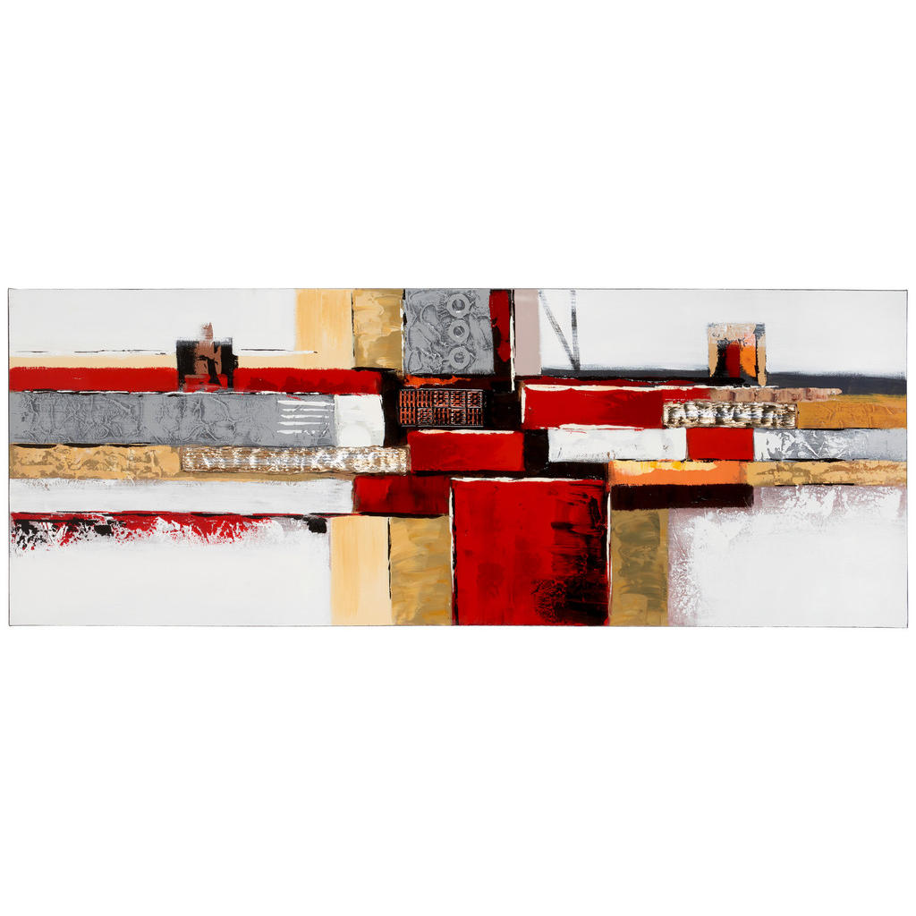 Monee OLEJOMAĽBA, abstraktné, 150/55 cm - žltá, sivá, červená