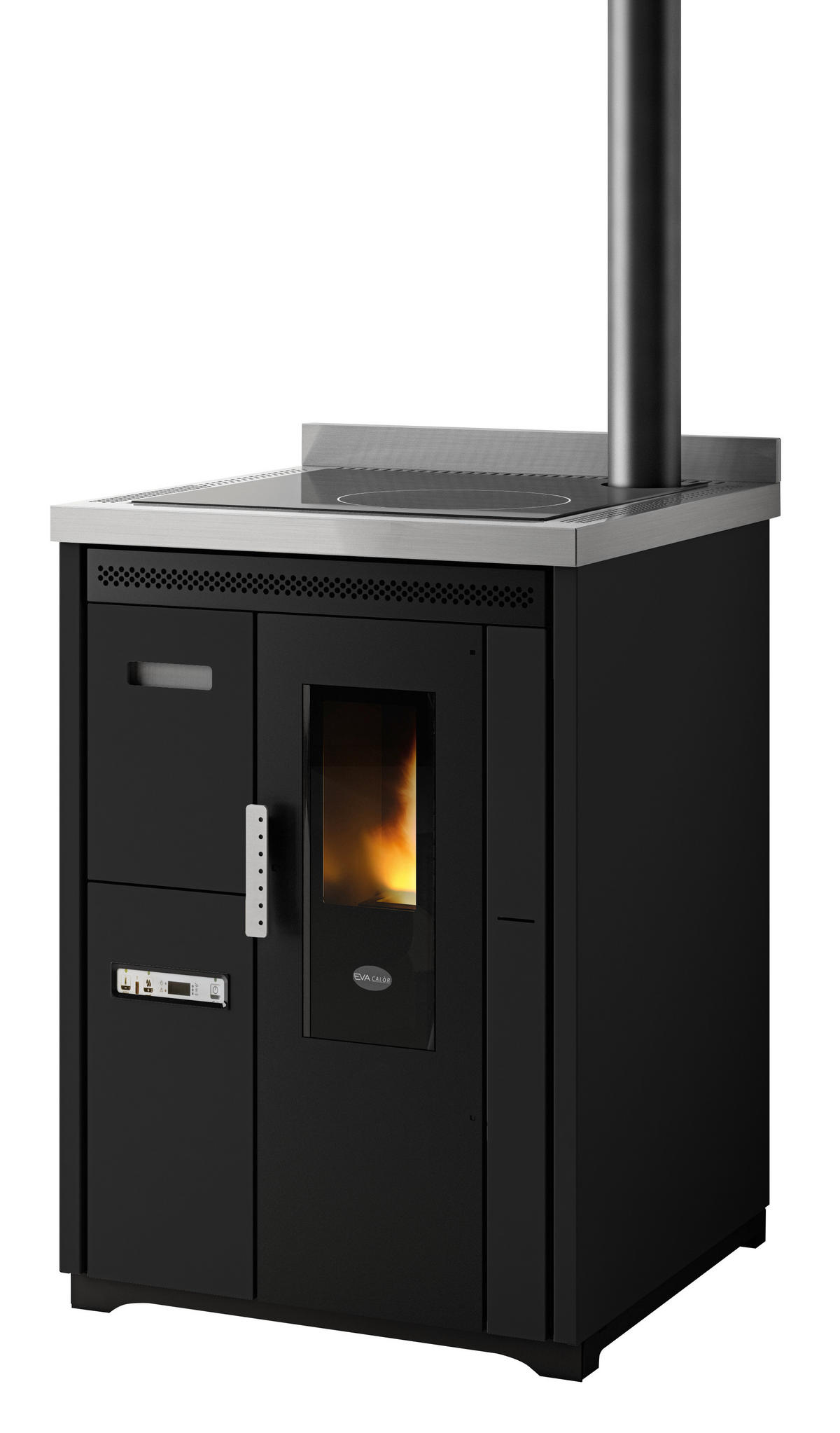 FESTBRENNSTOFFHERD - Schwarz, Basics, Metall (60/92/62cm)