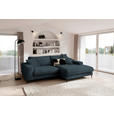 ECKSOFA  in Flachgewebe Petrol  253/177 cm  - Petrol/Schwarz, Design, Textil/Metall (253/177cm) - Dieter Knoll