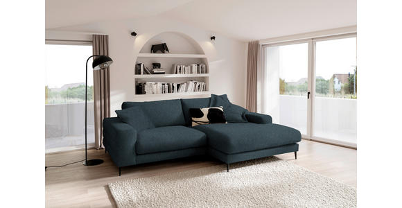 ECKSOFA  in Flachgewebe Petrol  253/177 cm  - Petrol/Schwarz, Design, Textil/Metall (253/177cm) - Dieter Knoll