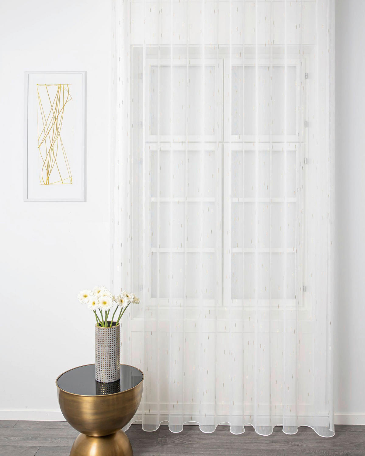 ZÁCLONA, průhledné, 295 cm - barvy zlata, Basics, textil (295cm)