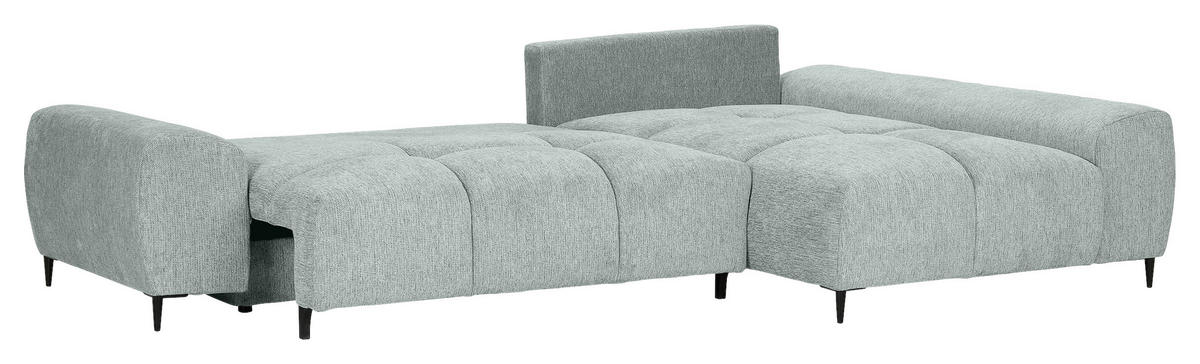 ECKSOFA in Flachgewebe Hellgrau  - Hellgrau/Schwarz, KONVENTIONELL, Textil/Metall (295/180cm) - Carryhome