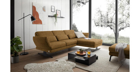 ECKSOFA  in Flachgewebe Goldfarben  279-327/176-217 cm  - Goldfarben/Schwarz, Design, Textil/Metall (279-327/176-217cm) - Dieter Knoll