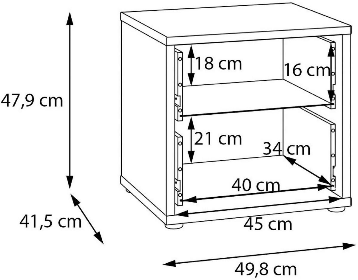 NACHTSCHRANK 50/48/42 cm  - Salbeigrün/Silberfarben, Trend, Holzwerkstoff/Kunststoff (50/48/42cm) - Carryhome