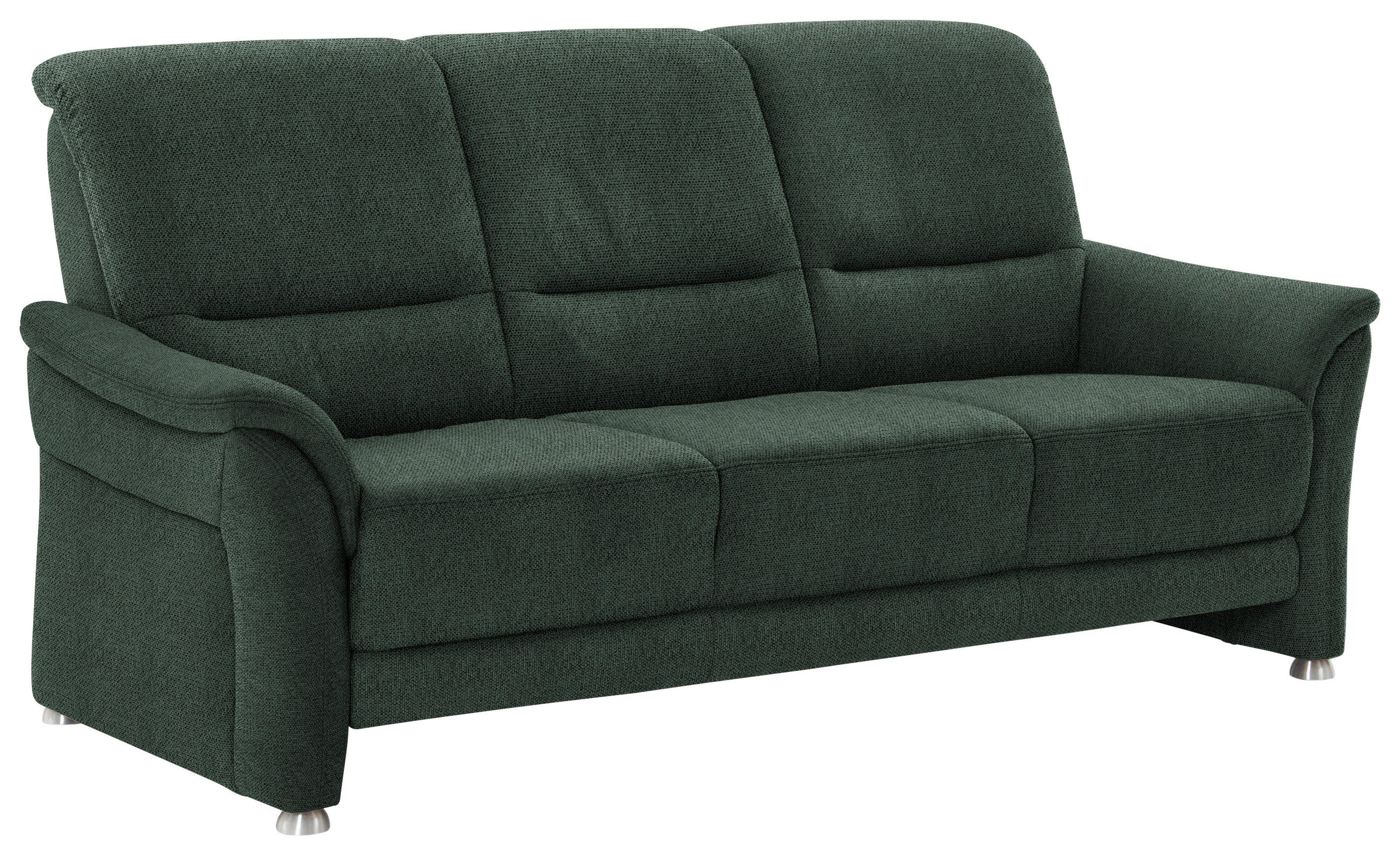 3-SITZER-SOFA  in Flachgewebe Dunkelgrün  - Dunkelgrün/Alufarben, KONVENTIONELL, Textil/Metall (198/96/93cm) - Beldomo Premium