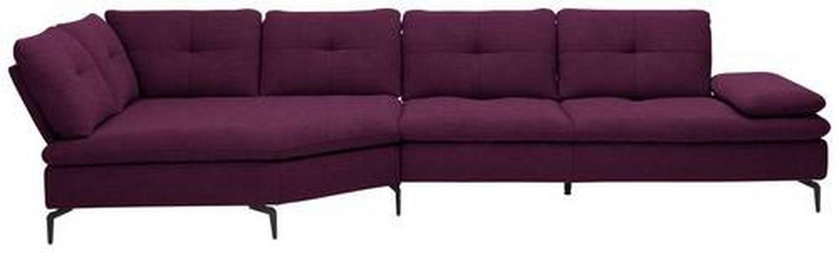 ECKSOFA in Flachgewebe Violett  - Violett/Schwarz, Design, Textil/Metall (157/344cm) - Chilliano