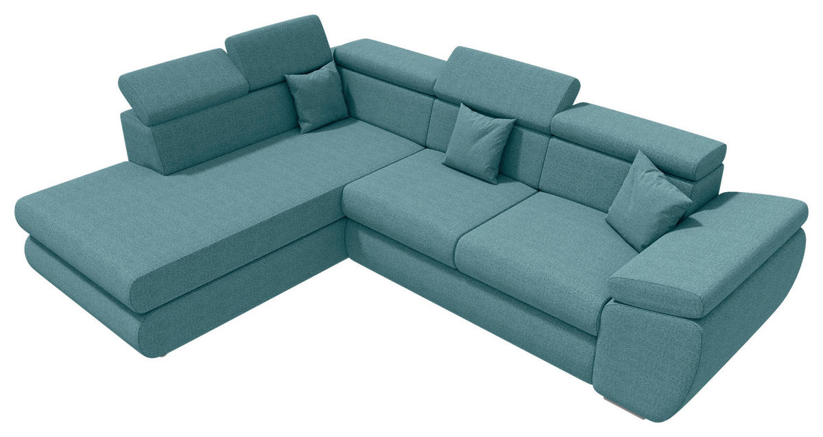 ECKSOFA Petrol Struktur  - Chromfarben/Petrol, KONVENTIONELL, Kunststoff/Textil (205/282cm) - Carryhome