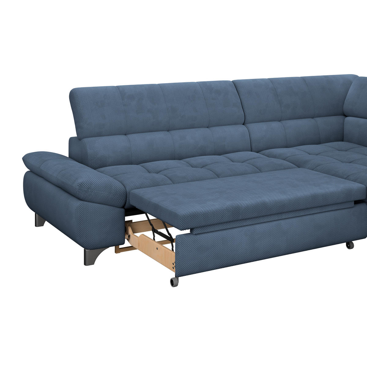 ECKSOFA Dunkelblau Chenille  - Chromfarben/Dunkelblau, KONVENTIONELL, Textil/Metall (312/234cm) - Livetastic