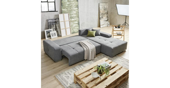 ECKSOFA Blau, Grau Webstoff  - Blau/Silberfarben, KONVENTIONELL, Kunststoff/Textil (280/194cm) - Carryhome