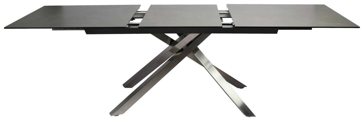 ESSTISCH in Metall, Glas, Keramik 180-240/90/76 cm  - Edelstahlfarben/Dunkelgrau, Design, Glas/Keramik (180-240/90/76cm) - Novel