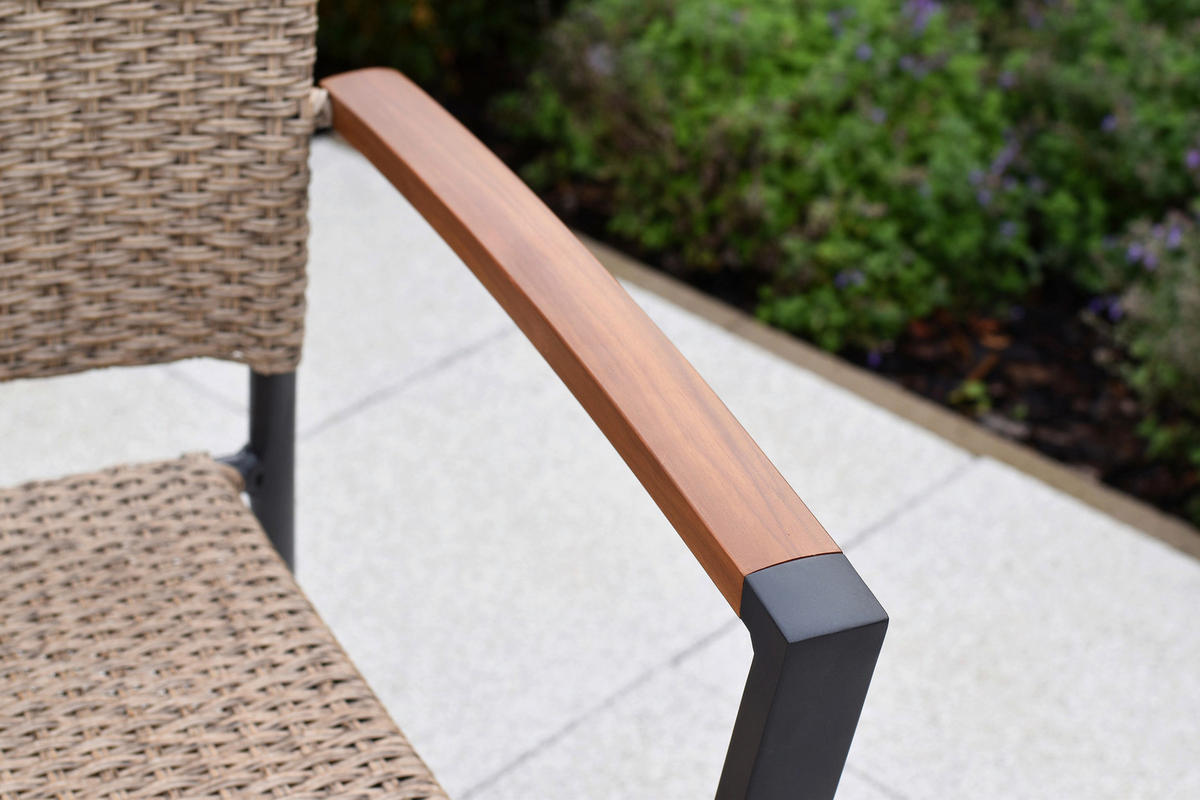 Stapelsesselset - Graphitfarben/Naturfarben, MODERN, Kunststoff/Metall (57/94/56cm) - Gardenson