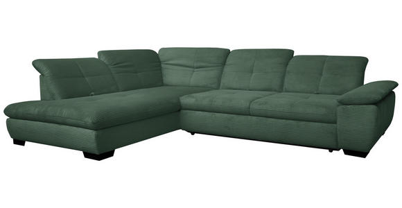 ECKSOFA in Cord Grün  - Schwarz/Grün, Design, Textil/Metall (242/313cm) - Xora