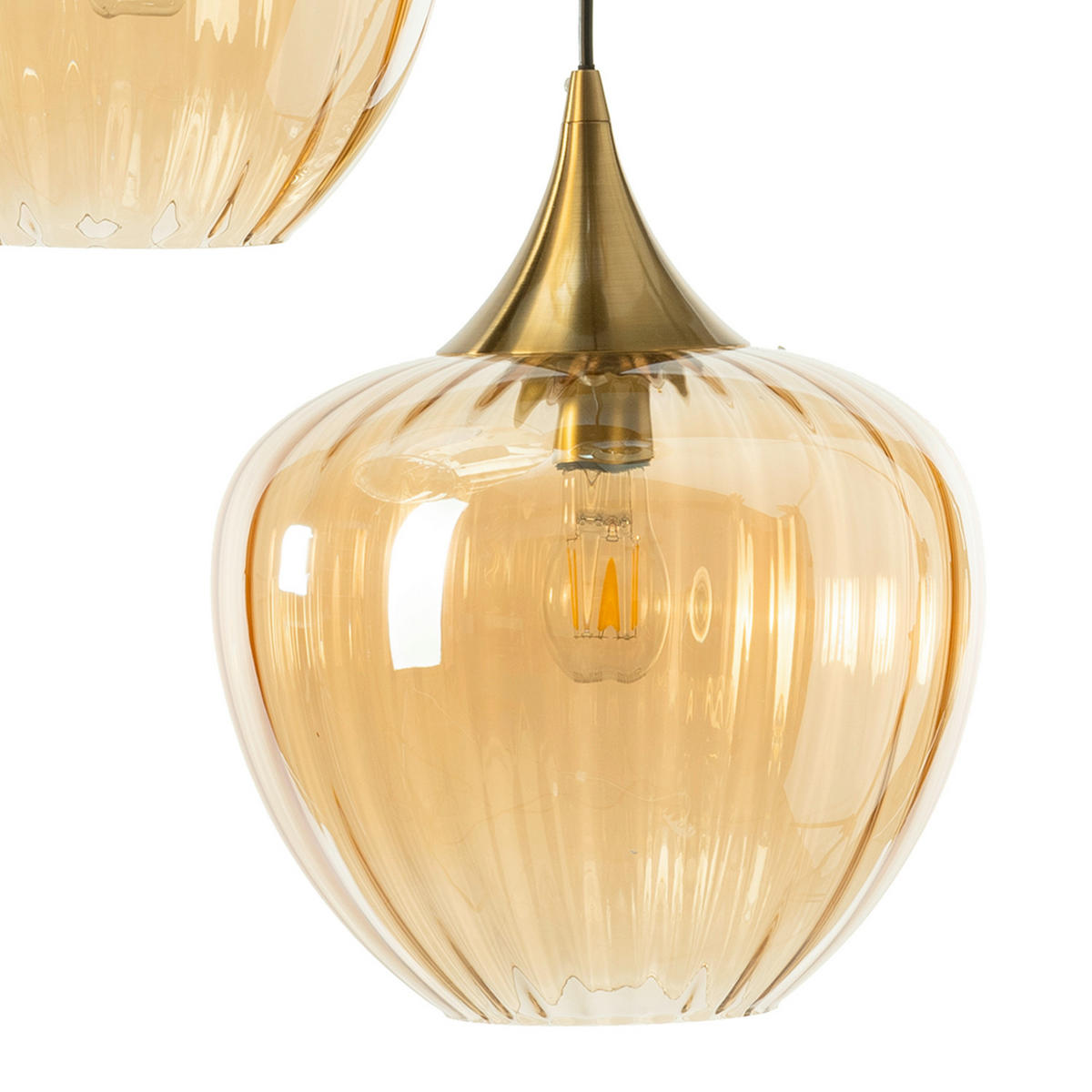 PENDELLEUCHTE 30/30/110 cm  - Cognac, KONVENTIONELL, Glas/Metall (30/30/110cm) - Eglo