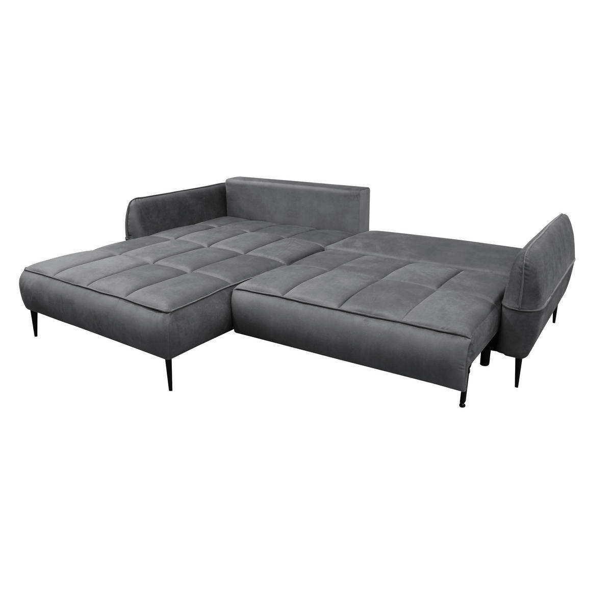 ECKSOFA Grau Velours  - Schwarz/Grau, Design, Textil/Metall (189/260cm) - MID.YOU