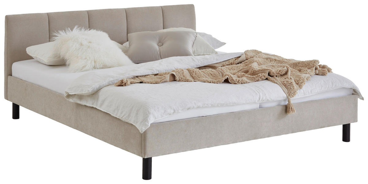 POLSTERBETT 180/200 cm  in Beige  - Beige/Schwarz, Basics, Holz/Textil (180/200cm) - Boxxx