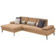 ECKSOFA in Chenille, Mikrofaser Cappuccino  - Schwarz/Cappuccino, Design, Textil/Metall (157/299cm) - Dieter Knoll