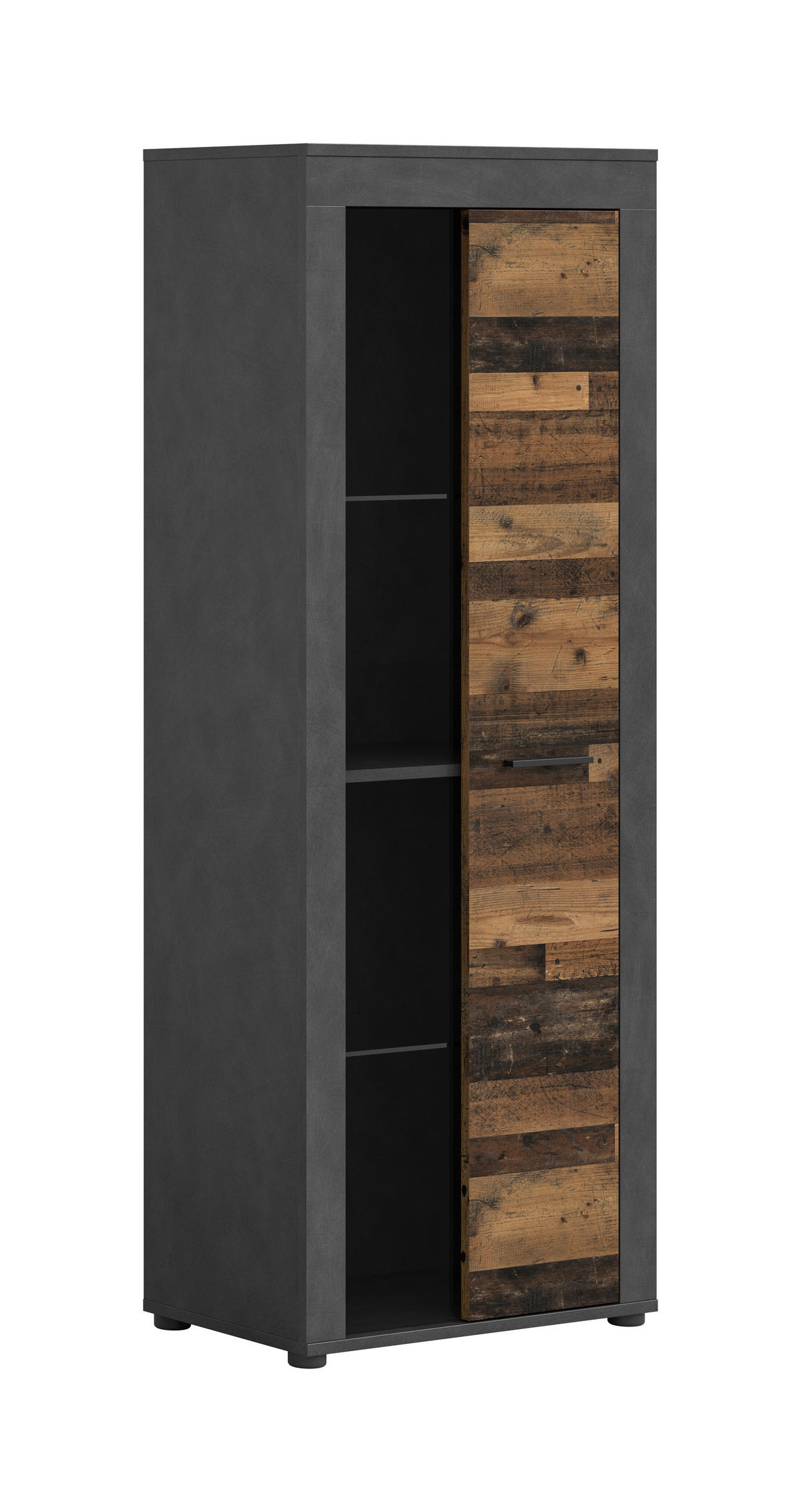 VITRINE in Anthrazit, Naturfarben  - Anthrazit/Schwarz, Design, Glas/Holzwerkstoff (60/159/35cm) - MID.YOU