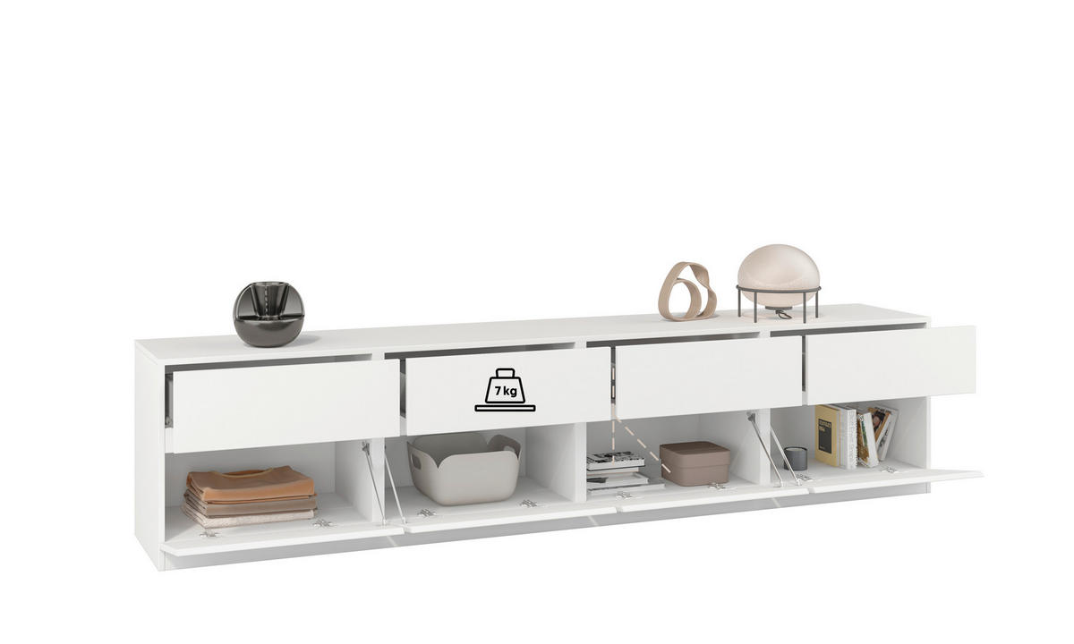 LOWBOARD Bern  in 225/52,5/40 cm  - Weiß, Design, Holzwerkstoff (225/52,5/40cm) - MID.YOU