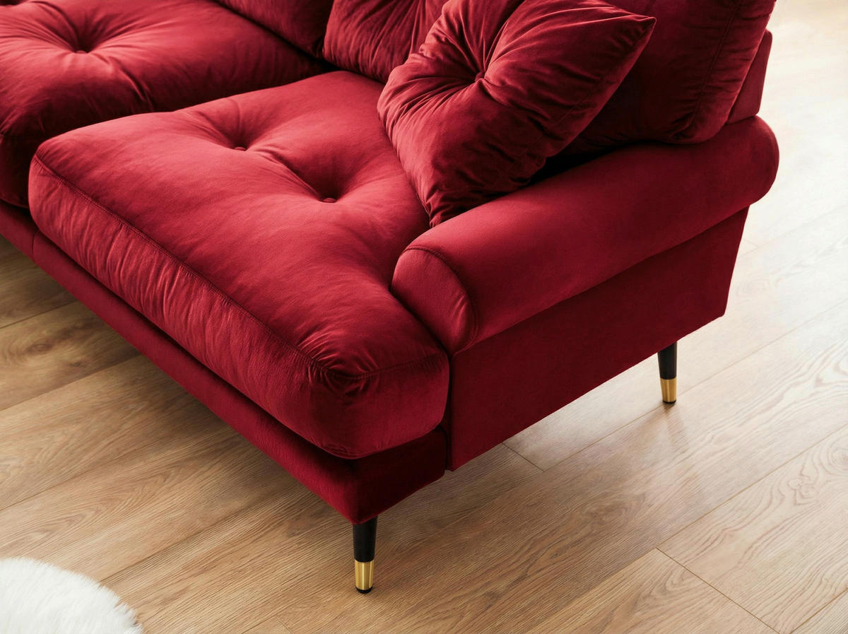 ECKSOFA Eckteil  TOKIO-REC.2S Dunkelrot Samt  - Dunkelrot, MODERN, Holz/Textil (275/157cm) - MID.YOU